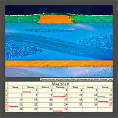 Polierter Querschnitt durch eine Multilayer-Platine, Epi-Fluoreszenz und Epi-Hellfeld, Bildbreite 0,5mm